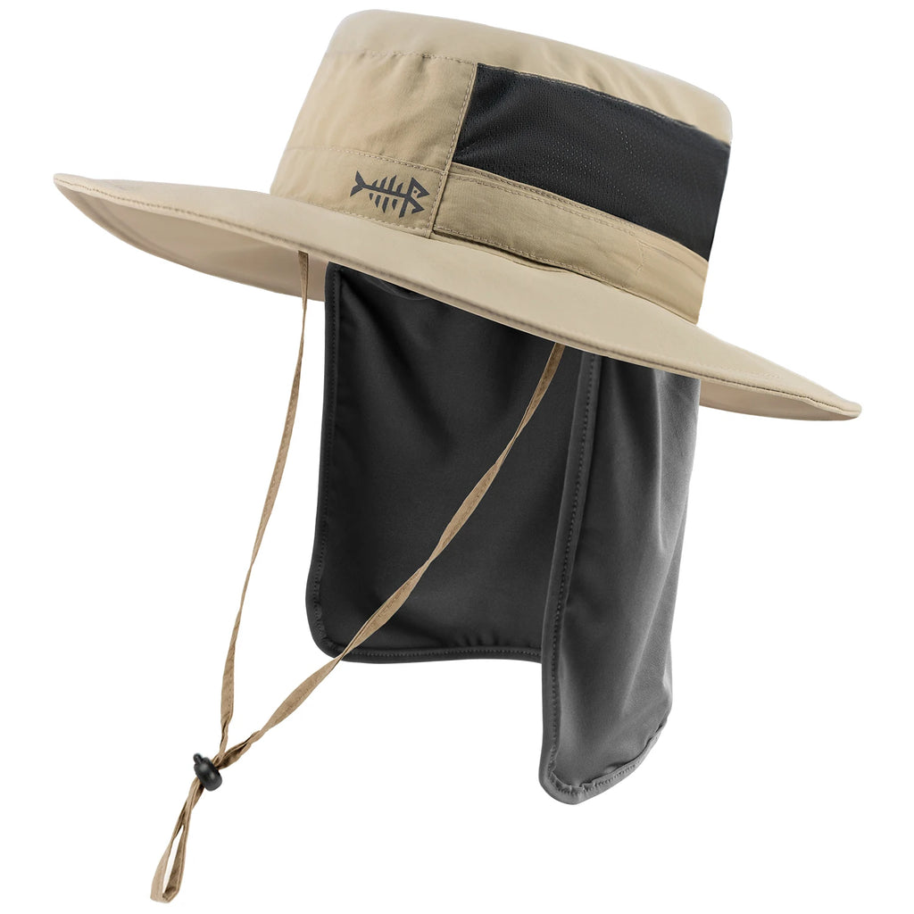 Bassdash - Sombrero de pesca desmontable con protección solar UPF 50+, resistente al agua y con solapa de cuello desmontable, ideal para senderismo y acampada