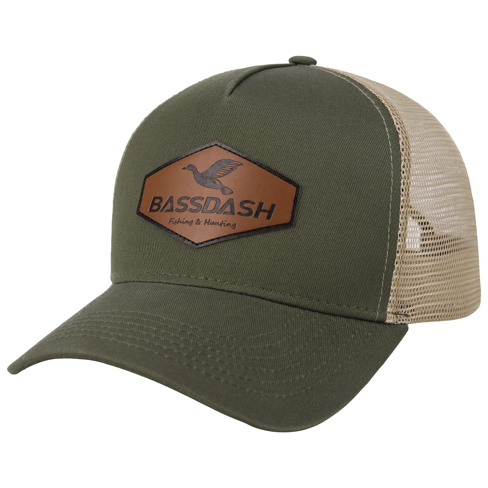 BASSDASH Trucker Hat Embroidered Patch Adjustable Baseball Cap Mesh Back Fishing Hat