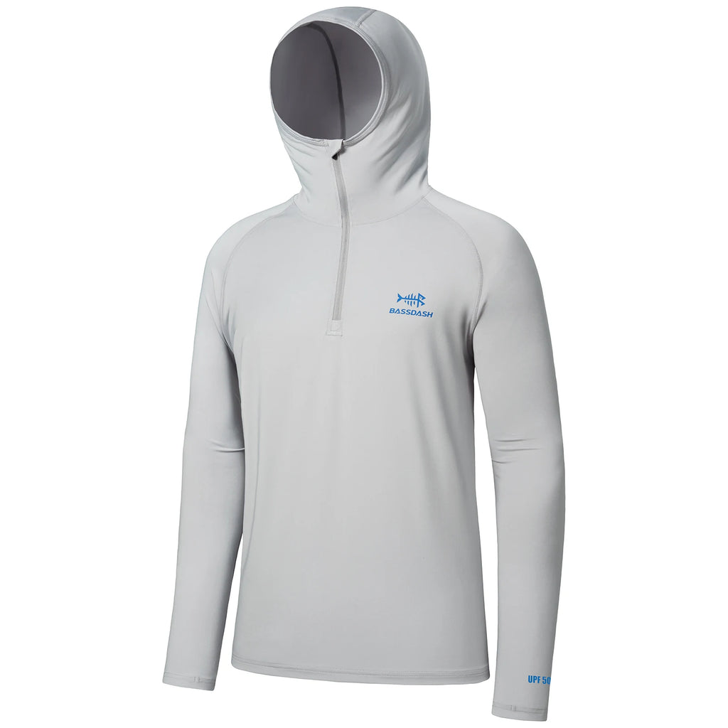 BASSDASH Men’s 1/4 Zip Fishing Hoodie Shirt UPF 50+ Quick Dry Performance Long Sleeve Sun Protection FS24M