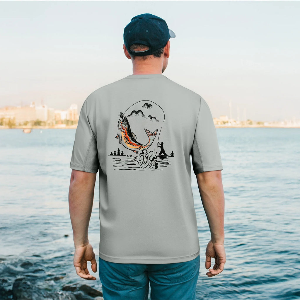 Camiseta de pesca Bassdash para hombre con protección solar UPF 50+, manga corta con bolsillo, secado rápido, protección solar UV, informal, para exteriores, FS46M