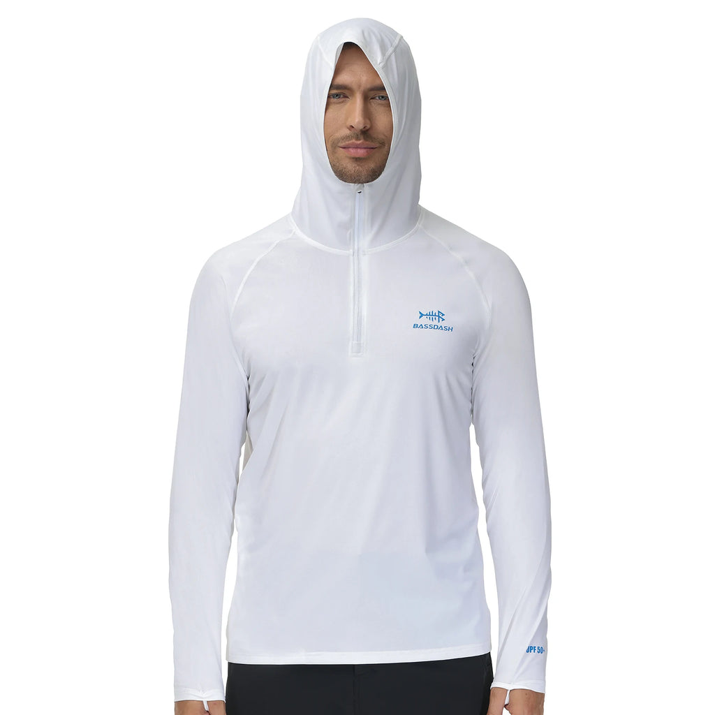 BASSDASH Men’s 1/4 Zip Fishing Hoodie Shirt UPF 50+ Quick Dry Performance Long Sleeve Sun Protection FS24M