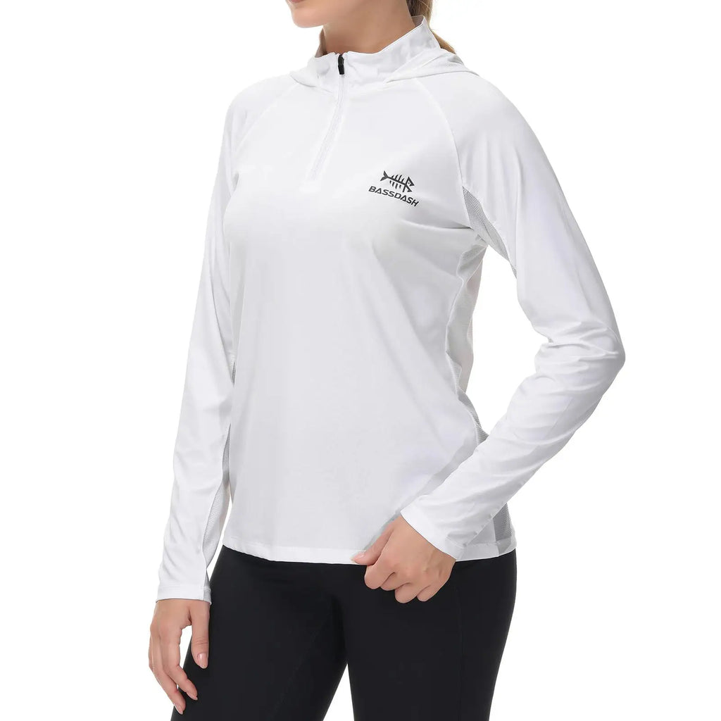 Bassdash - Sudadera informal con capucha para mujer, UPF 50+, manga larga, para exteriores, pesca, senderismo