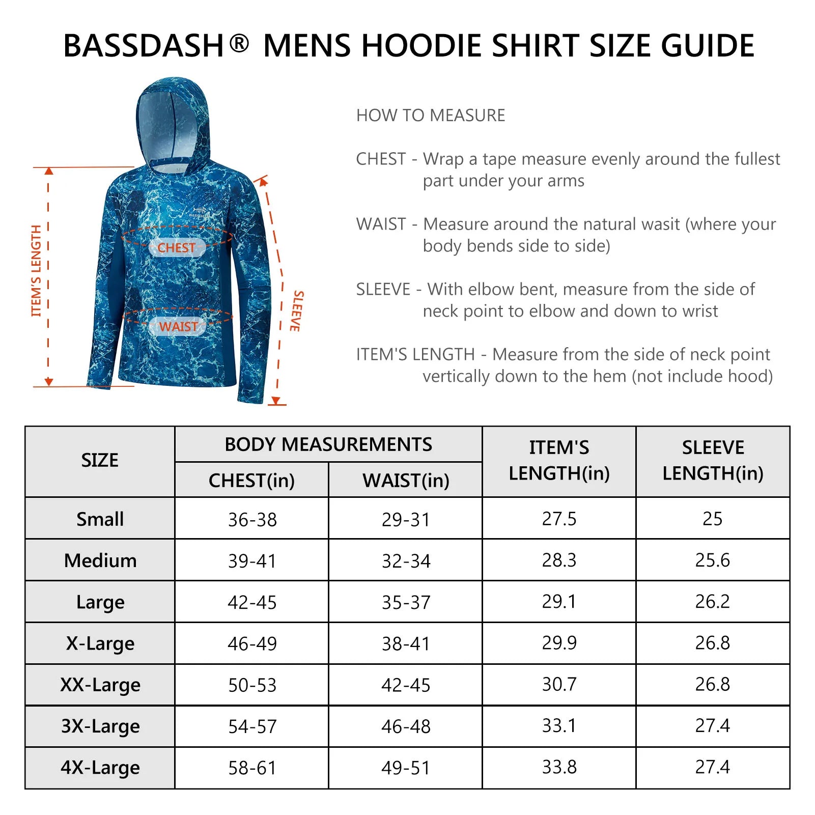 BASSDASH - Sudadera con capucha de manga larga para hombre, con protección solar, para pesca, senderismo, UPF 50+, camuflaje, con mascarilla y polaina ligera para el cuello