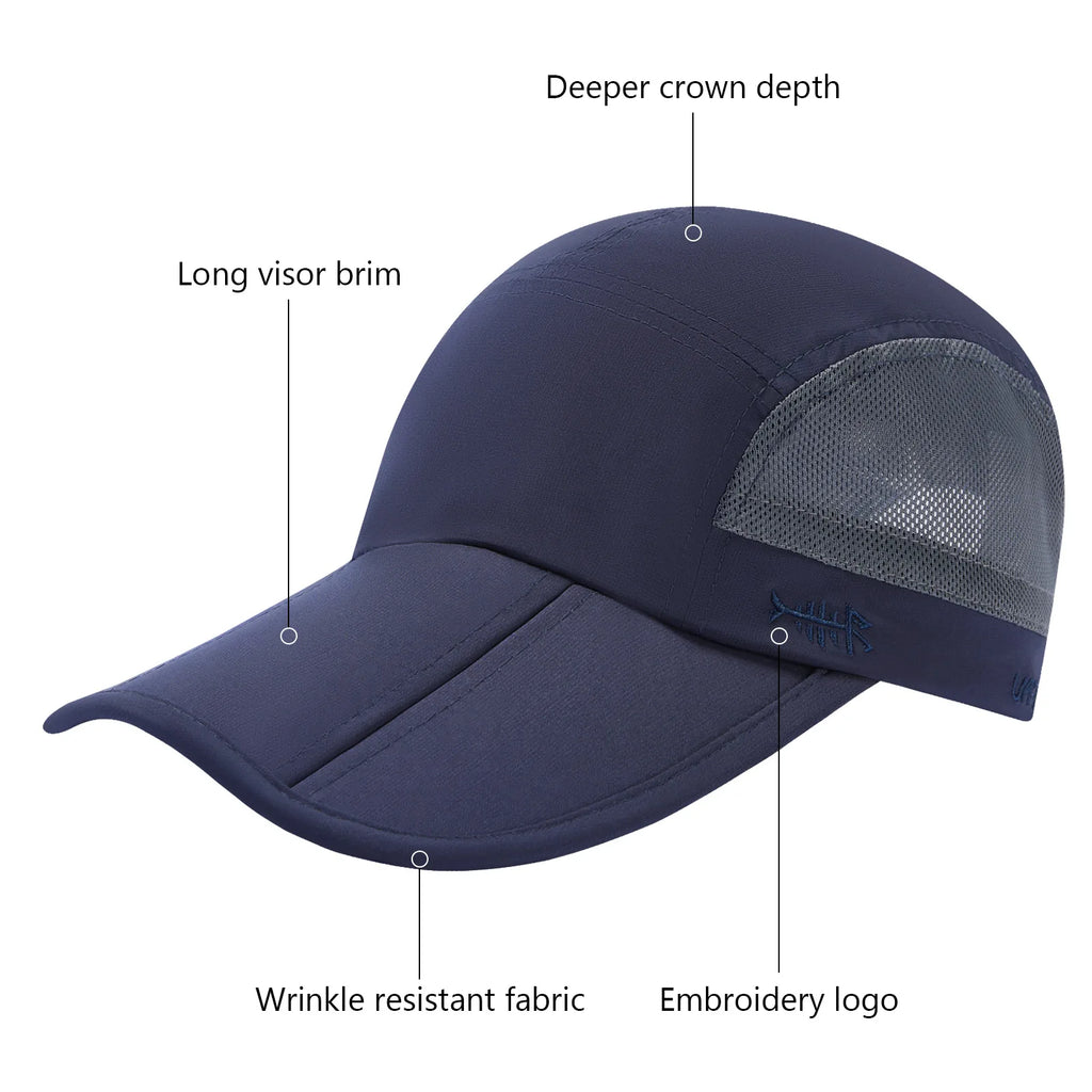Gorra de béisbol plegable BASSDASH para pesca, resistente al agua UPF 50+, portátil, para exteriores, para mujeres y hombres, para senderismo, ajustable