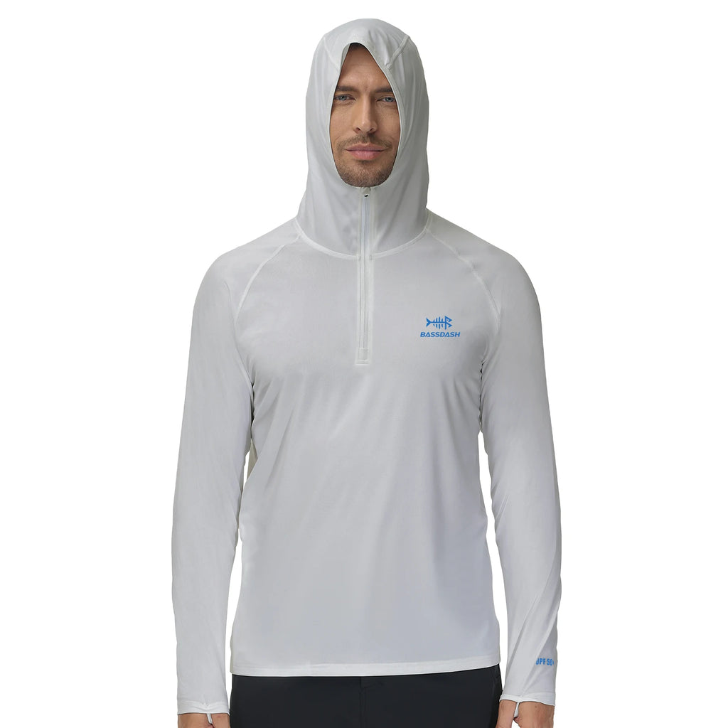 BASSDASH Men’s 1/4 Zip Fishing Hoodie Shirt UPF 50+ Quick Dry Performance Long Sleeve Sun Protection FS24M