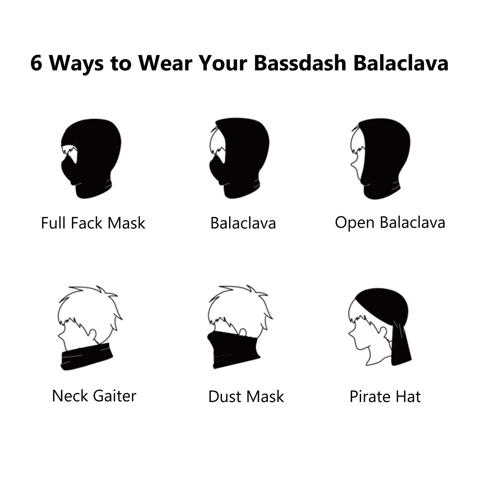 Bassdash - Máscara con capucha ninja para hombre y mujer, forro polar resistente al viento para el cuello, ideal para clima frío, pesca, caza, ciclismo, motociclismo, pasamontañas